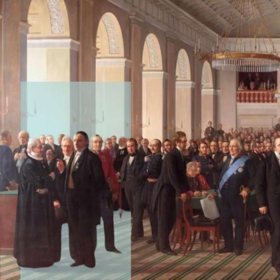 Maleriet "Junigrundloven 1849 og demokratiet" af Constantin Hansen