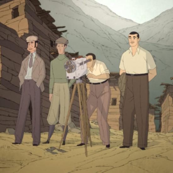 animationsfilm, fire filmfolk ser på locations
