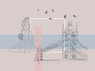 kvinde i fin kjole og en bro