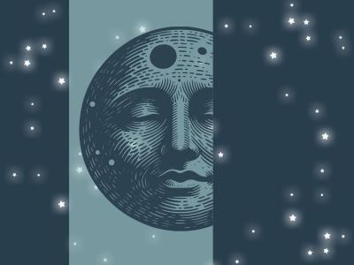 Sovende måne med stjerner