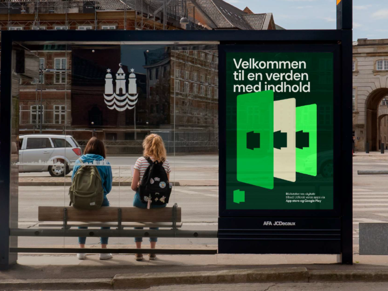 Eksempel på busreklame for de nye apps