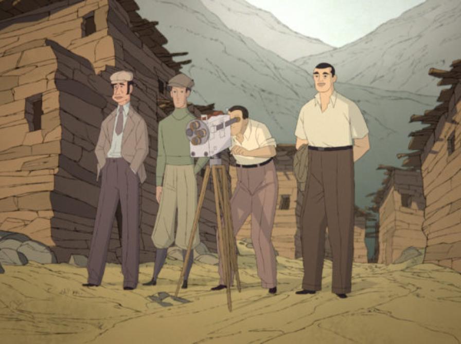 animationsfilm, fire filmfolk ser på locations