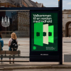 Eksempel på busreklame for de nye apps